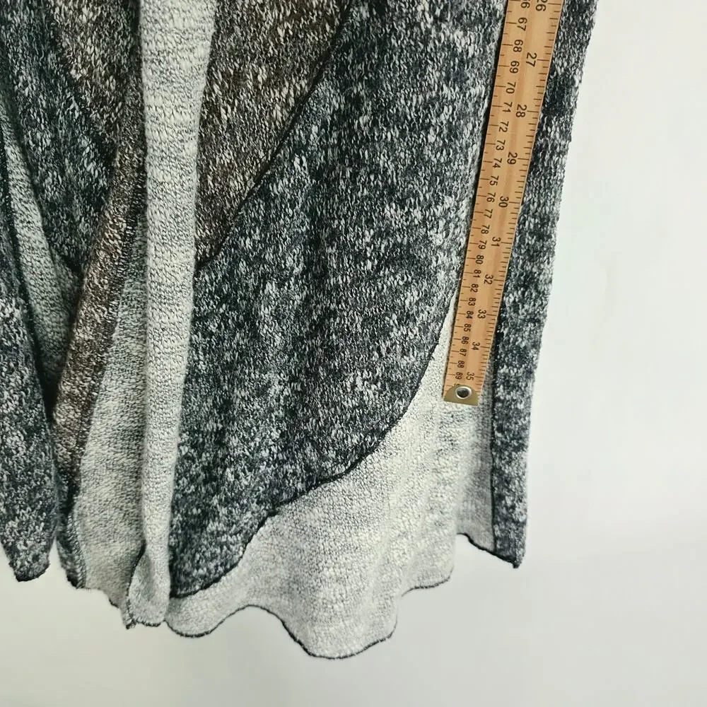 Lagenlook Open Knit Duster Vest Large Wool Blend Gray Marled Waterfall Boho - Picture 15 of 15